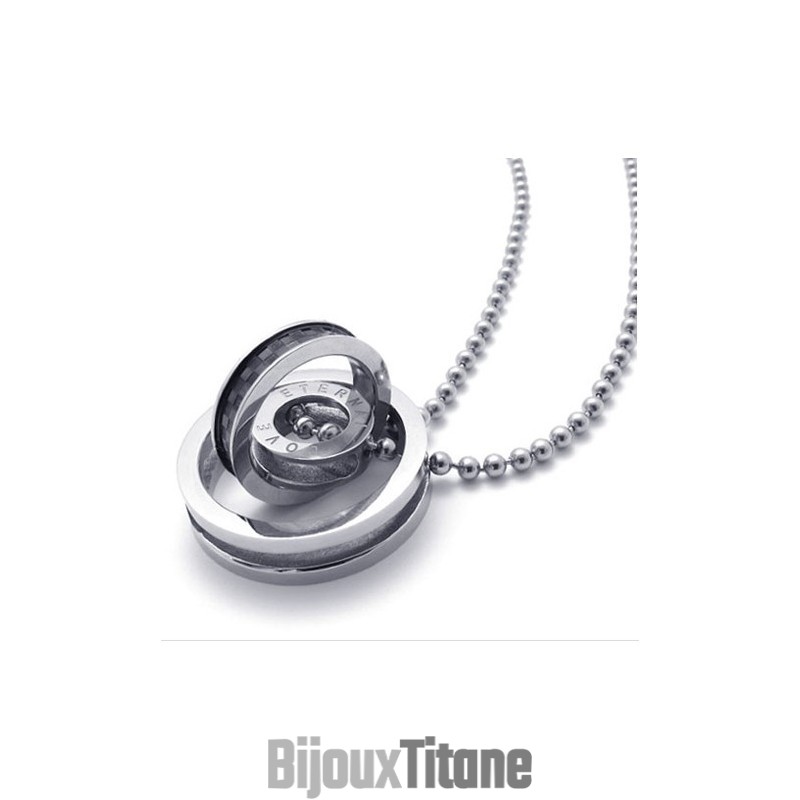 Pendentif En Titane À Anneaux Multiples Avec Accents Noirs Pendentif En Titane À Anneaux Multiples Avec Accents Noirs