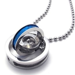 Pendentif En Titane À Anneaux Multiples Avec Accents Bleus