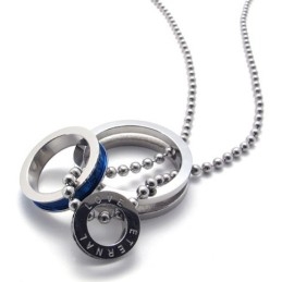 Pendentif En Titane À Anneaux Multiples Avec Accents Bleus