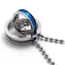 Pendentif En Titane À Anneaux Multiples Avec Accents Bleus