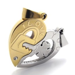 Pendentif En Titane Avec Accents Dorés Pour Amoureux