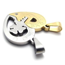 Pendentif En Titane Avec Accents Dorés Pour Amoureux