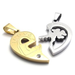 Pendentif En Titane Avec Accents Dorés Pour Amoureux