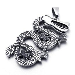 Pendentif Dragon Noir En Titane
