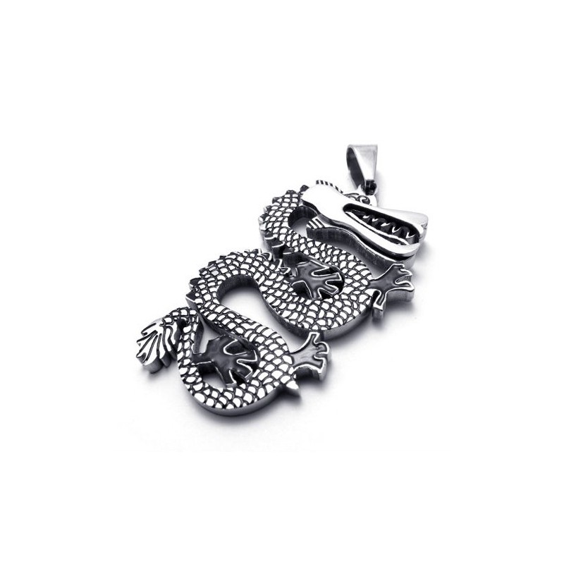 Pendentif Dragon Noir En Titane Pendentif Dragon Noir En Titane