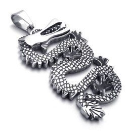 Pendentif Dragon Noir En Titane