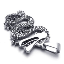 Pendentif Dragon Noir En Titane