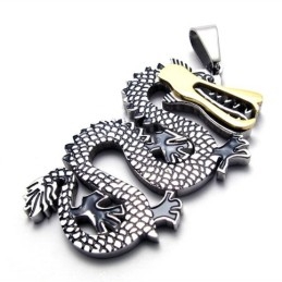 Pendentif Dragon En Titane Avec Accents Dorés