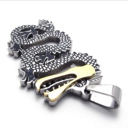 Pendentif Dragon En Titane Avec Accents Dorés