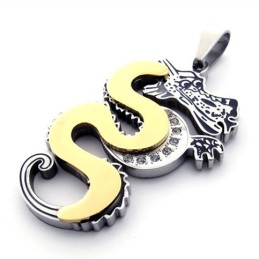 Pendentif Dragon En Titane Doré