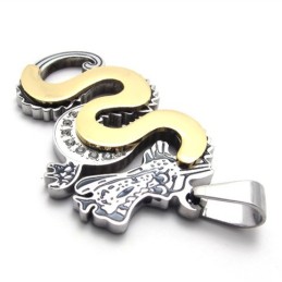 Pendentif Dragon En Titane Doré