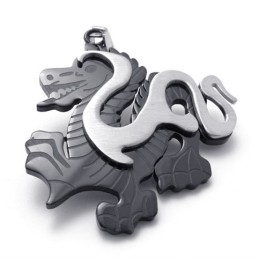 Pendentif Dragon Noir En Titane