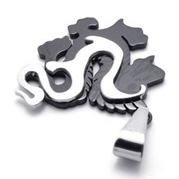 Pendentif Dragon Noir En Titane