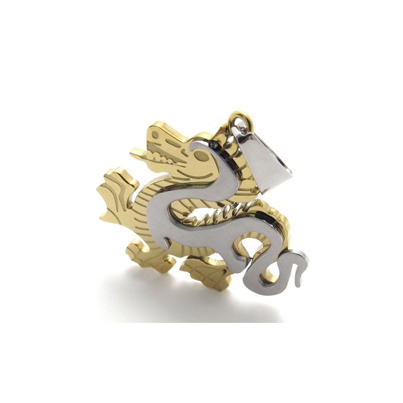 Pendentif Dragon En Titane Doré