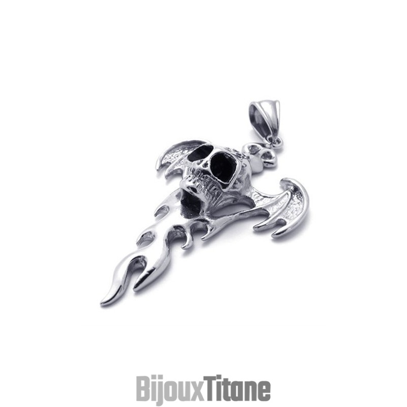 Pendentif En Titane Avec Flamme De Crâne