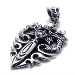 Pendentif En Titane Avec Dague À Deux Dragons