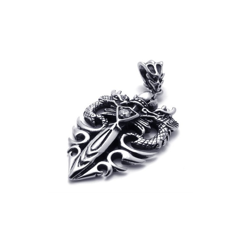 Pendentif En Titane Avec Dague À Deux Dragons Pendentif En Titane Avec Dague À Deux Dragons