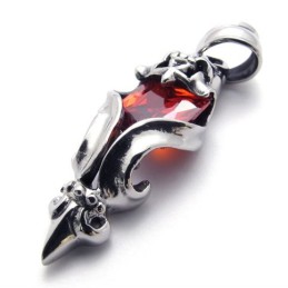 Pendentif En Titane Avec Diamant Rouge