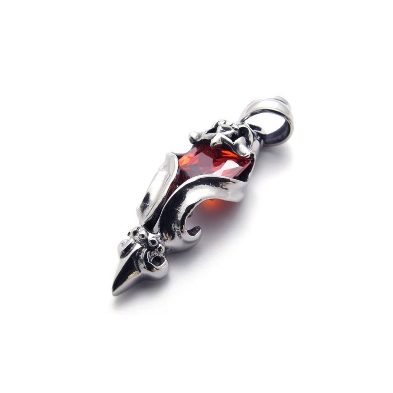 Pendentif En Titane Avec Diamant Rouge Pendentif En Titane Avec Diamant Rouge
