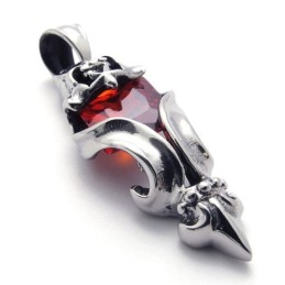 Pendentif En Titane Avec Diamant Rouge