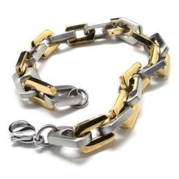 Bracelet À Breloques En Titane Pur Pour Hommes Et Garçons, Doré Et Argenté