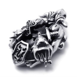 Pendentif Croix En Titane Avec Gemme Noire