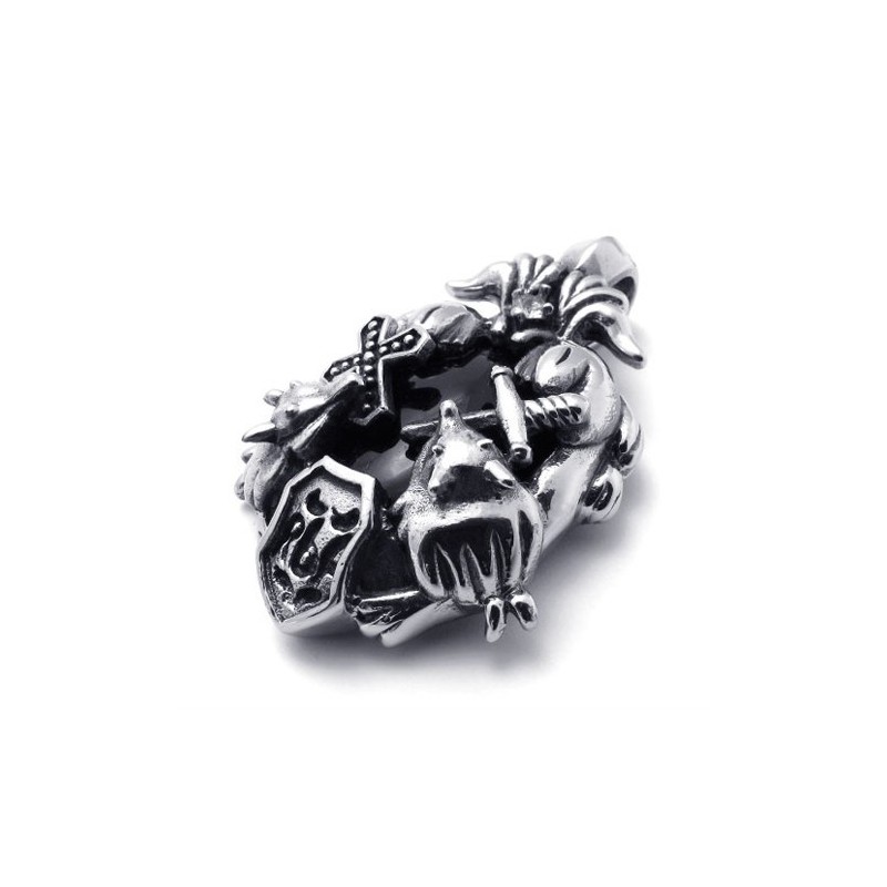 Pendentif Croix En Titane Avec Gemme Noire Pendentif Croix En Titane Avec Gemme Noire