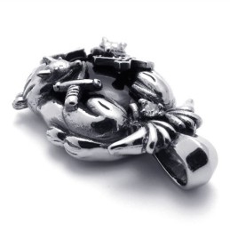 Pendentif Croix En Titane Avec Gemme Noire