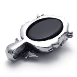 Pendentif Croix En Titane Avec Gemme Noire