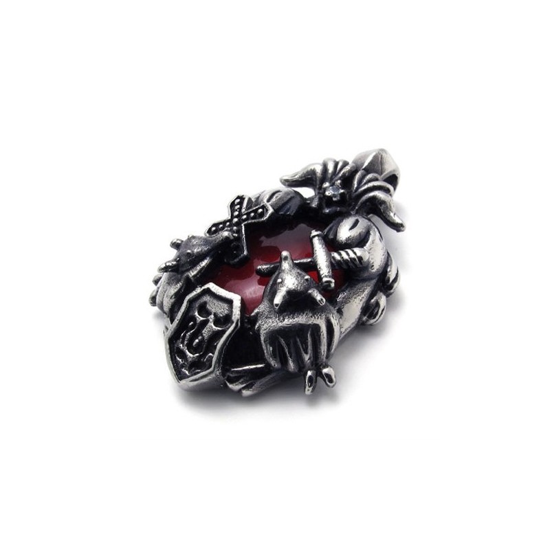 Pendentif Croix En Titane Avec Gemme Rouge Pendentif Croix En Titane Avec Gemme Rouge