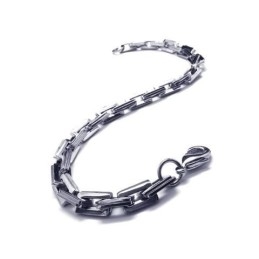 Bracelet À Maillons En Titane Pur Argenté Pour Homme Et Garçon