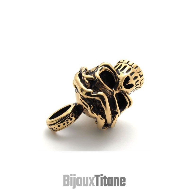 Pendentif Tête De Mort En Titane Doré