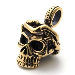 Pendentif Tête De Mort En Titane Doré