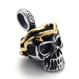 Pendentif Tête De Mort En Titane Avec Accents Dorés