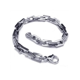 Bracelet À Maillons En Titane Pur Argenté Pour Homme Et Garçon