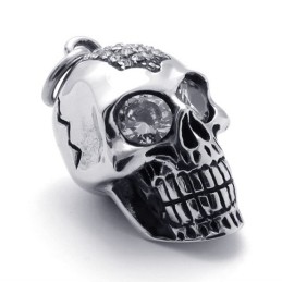 Pendentif En Titane Avec Tête De Mort En Diamant