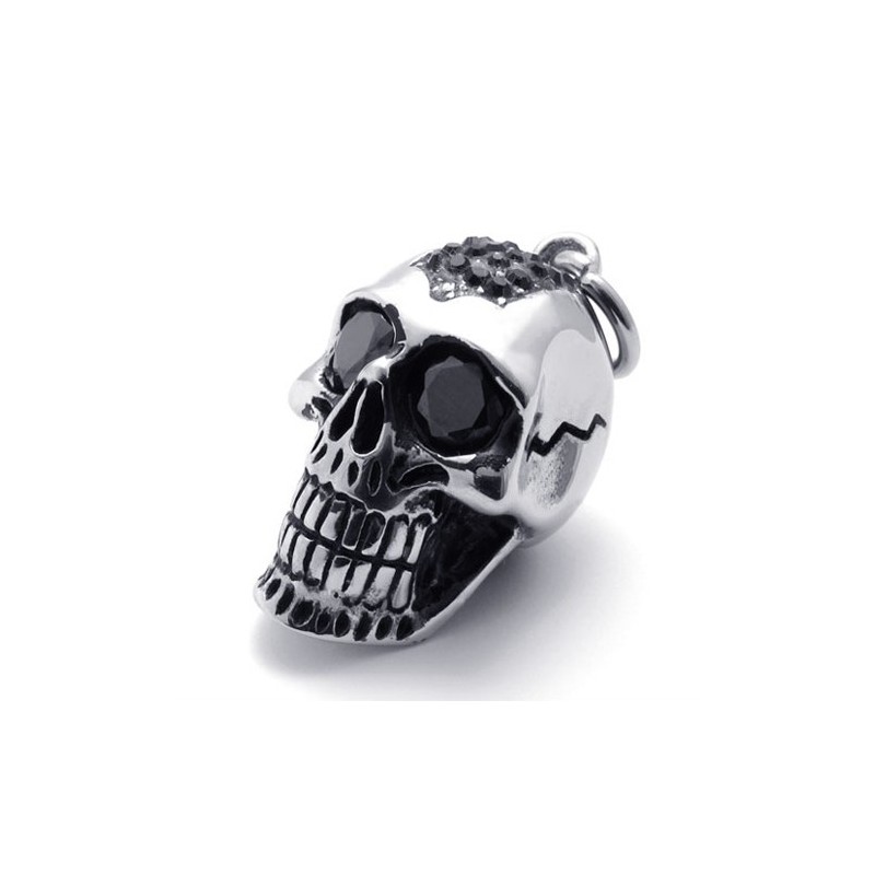 Pendentif En Titane Avec Tête De Mort En Diamant Noir Pendentif En Titane Avec Tête De Mort En Diamant Noir
