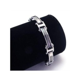 Bracelet À Breloques En Titane Pur Noir Et Argent Pour Homme Et Garçon