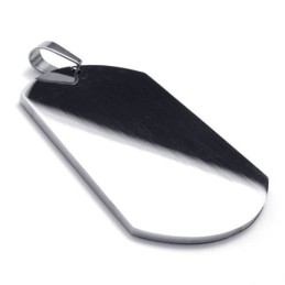 Pendentif En Titane Poli Avec Plaque D'Identité Militaire