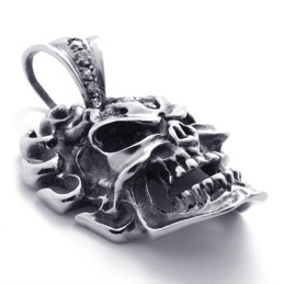 Pendentif En Titane Avec Diamant Et Tête De Mort