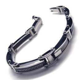 Bracelet À Breloques En Titane Pur Noir Et Argent Pour Homme Et Garçon