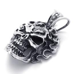 Pendentif En Titane Avec Diamant Et Tête De Mort