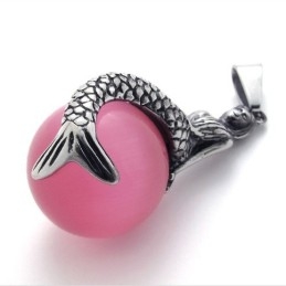 Pendentif En Titane Avec Gemme Sirène