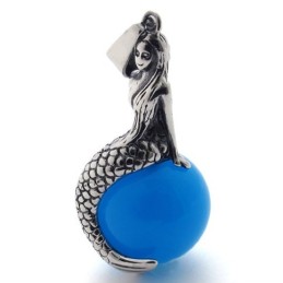 Pendentif En Titane Avec Gemme Sirène