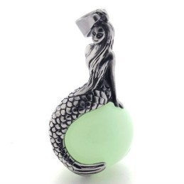 Pendentif En Titane Avec Gemme Sirène