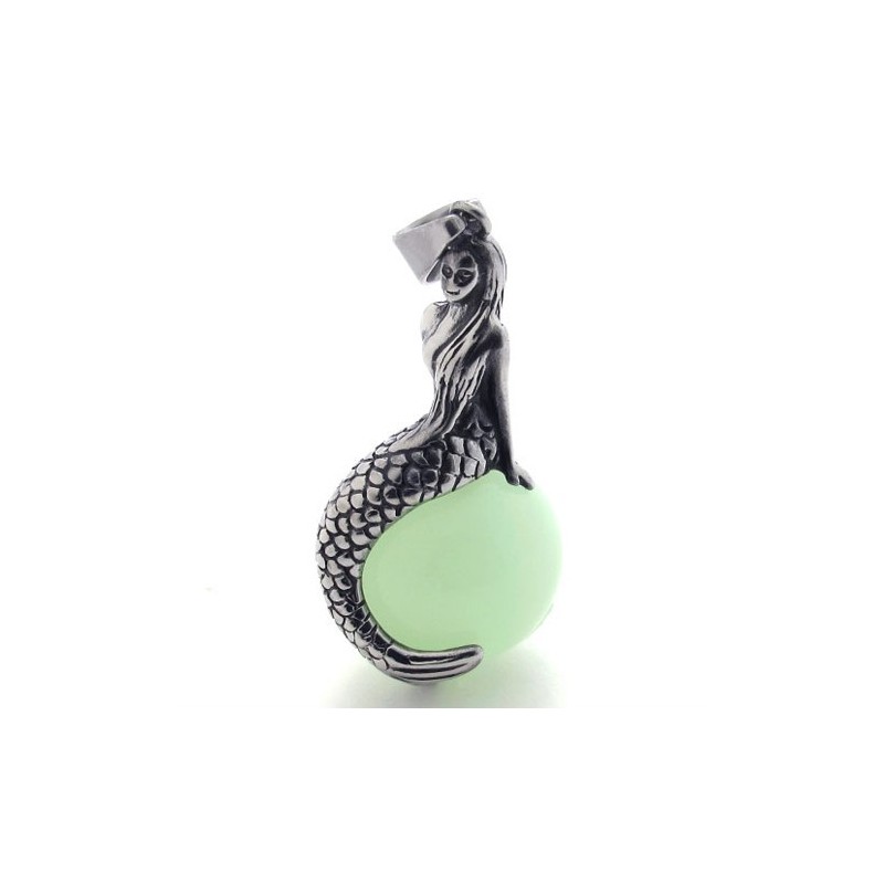 Pendentif En Titane Avec Gemme Sirène