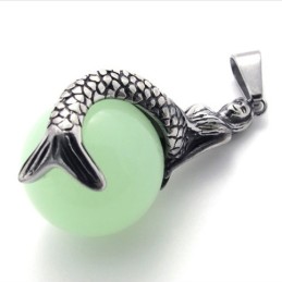 Pendentif En Titane Avec Gemme Sirène