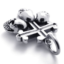 Pendentif Croix En Titane Avec Tête De Mort