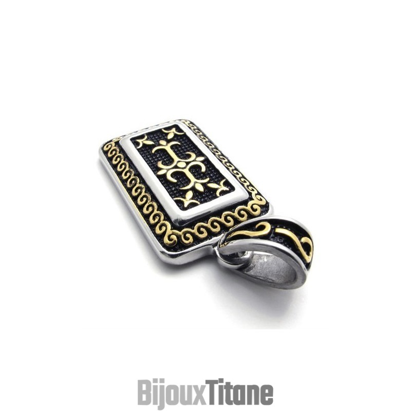 Pendentif En Titane Avec Plaque D'Identité Militaire En Or Pendentif En Titane Avec Plaque D'Identité Militaire En Or
