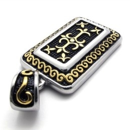 Pendentif En Titane Avec Plaque D'Identité Militaire En Or